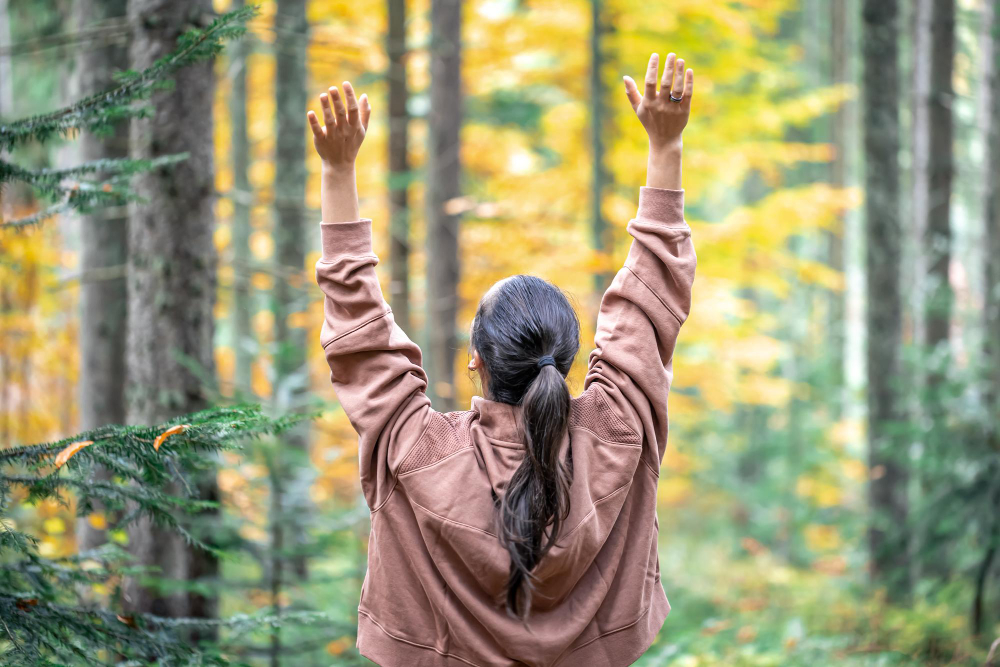sich erden in der Natur und Waldbaden